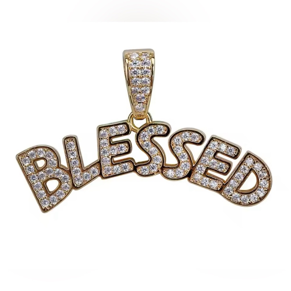 New! Gold Plated Cuban Zircon, Blessed Pendant